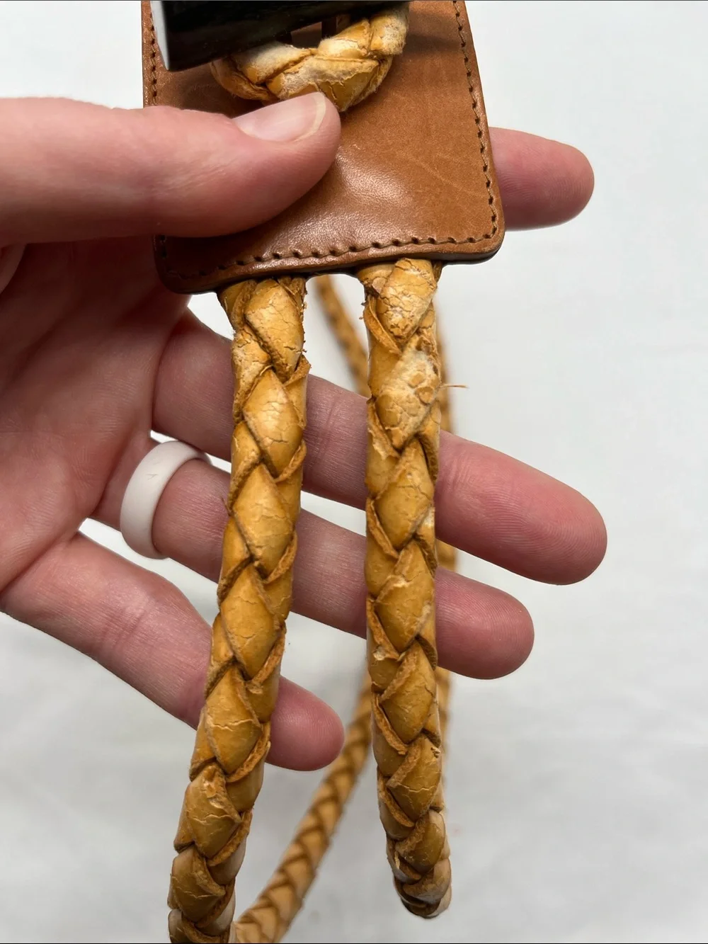 Vintage 1990s Burberry Double Woven Leather Rope Belt w/ Horn Toggle